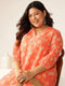 Plus Size Peach Georgette Floral Printed A-line Tunic